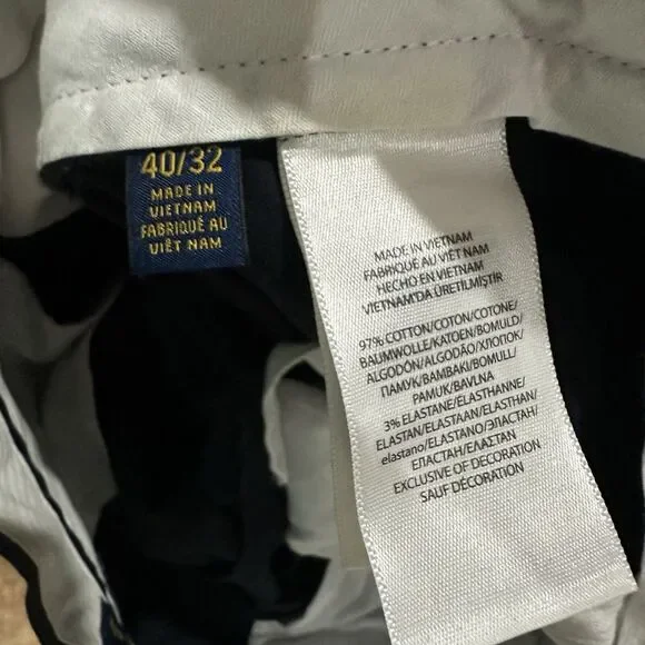 Polo Ralph Lauren Pants Mens Sz 40x32 Blue Chino‎ Stretch Slim Fit Navy Pony - Picture 8 of 8